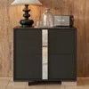 Streamdale Furniture Streamdale Mirrored Nightstand With 2 Drawers, Black