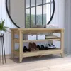 Streamdale Furniture Streamdale Misuri Storage Bench, Four Legs, Two Open Shelves - Light Oak