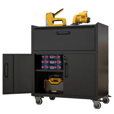 Streamdale Furniture Streamdale Mobile Heavy-duty Metal Tool Cabinet With 1 Drawer And 2 Doors