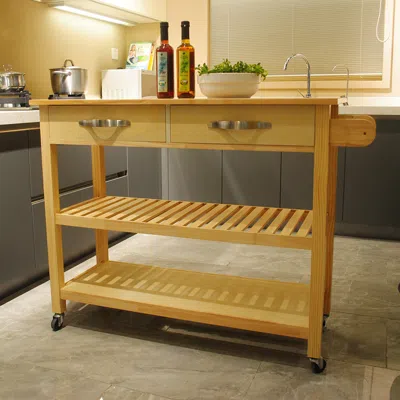 Streamdale Furniture Streamdale Mobile Kitchen Island With Lockable Wheels & Wood Top