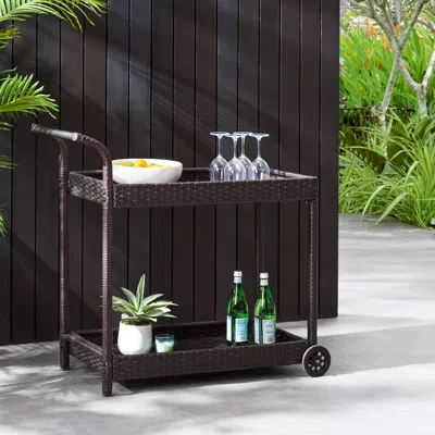 Streamdale Furniture Streamdale Mobile Resin Wicker Bar Cart - Entertain With Ease!