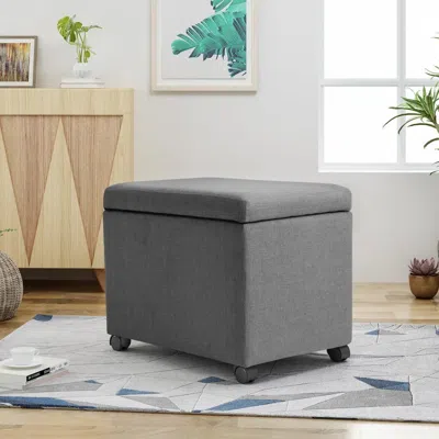 Streamdale Furniture Streamdale Mobile Undercover Ottoman With Storage For Files In Gray
