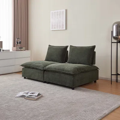 Streamdale Furniture Streamdale Modern 2-seater Armless Sofa Couch For Living Room - Modular Design In Black