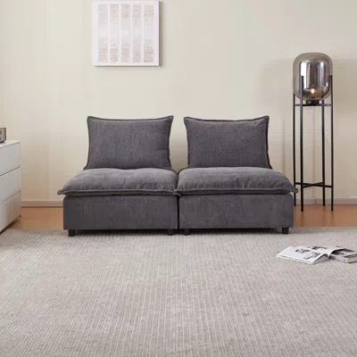 Streamdale Furniture Streamdale Modern 2-seater Armless Sofa Couch For Living Room - Modular Design In Gray