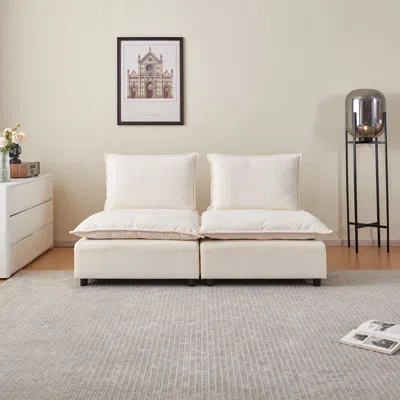 Streamdale Furniture Streamdale Modern 2-seater Armless Sofa Couch For Living Room - Modular Design