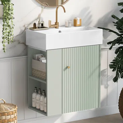Streamdale Furniture Streamdale Modern 21.6" Floating Bathroom Vanity With Ceramic Basin (left)