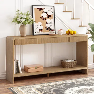 Streamdale Furniture Streamdale Modern 3-drawer Console Table - Slat Design In Multi