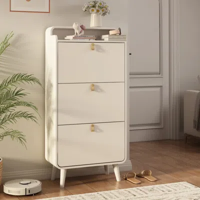 Streamdale Furniture Streamdale Modern 3-drawer Shoe Cabinet For Entryway, White
