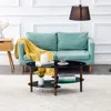 Streamdale Furniture Streamdale Modern 3-layer Glass Coffee Table With Oak Wood Legs