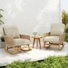 Streamdale Furniture Streamdale Modern 3-piece Outdoor Set, Rocking Chairs, Table, Beige Cushions