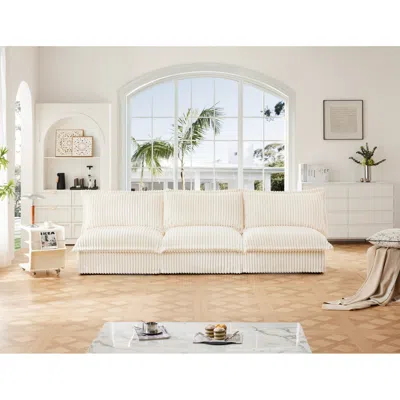 Streamdale Furniture Streamdale Modern 3-seater Armless Sofa With Deep Seat