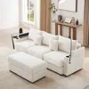 Streamdale Furniture Streamdale Modern 3-seater Sectional Sofa W/ Ottoman, Usb, Cup Holders - Beige
