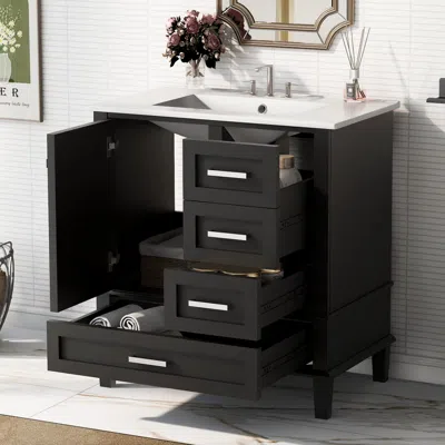 Streamdale Furniture Streamdale Modern 30" Bathroom Vanity Combo Set, Black