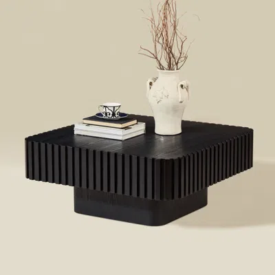 Streamdale Furniture Streamdale Modern 31.5" Handcraft Drum Coffee Table - Black