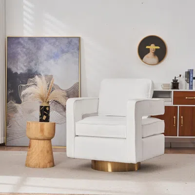 Streamdale Furniture Streamdale Modern 360 Degree Swivel Chair For Living Room In White