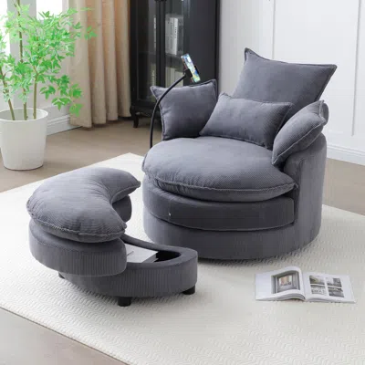 Streamdale Furniture Streamdale Modern 360 Swivel Accent Chair With 4 Pillows