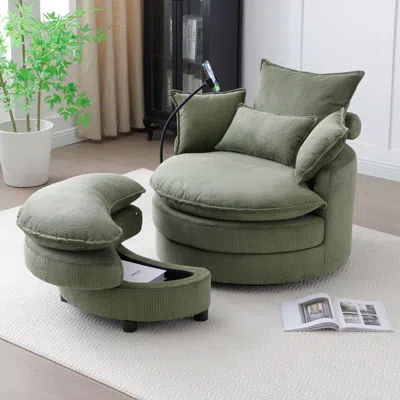 Streamdale Furniture Streamdale Modern 360 Swivel Barrel Chair With 4 Pillows
