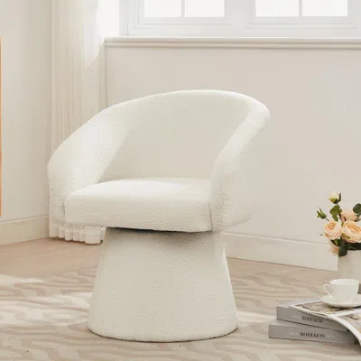 Streamdale Furniture Streamdale Modern 360 Swivel Boucle Accent Chair - Cream White