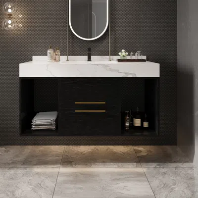 Streamdale Furniture Streamdale Modern 39.4" Floating Bathroom Vanity With Ceramic Sink And Storage