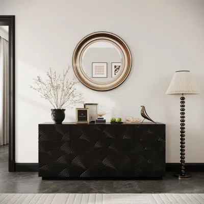 Streamdale Furniture Streamdale Modern 4-door Sideboard Buffet Cabinet - Black, 59"