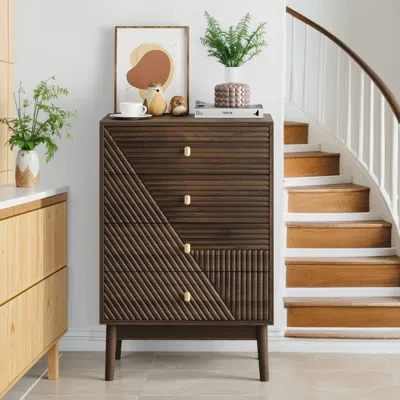 Streamdale Furniture Streamdale Modern 4-drawer Dresser - Walnut