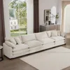 Streamdale Furniture Streamdale Modern 4 Seater Fabric Sofa With Cushions, Light Beige Corduroy