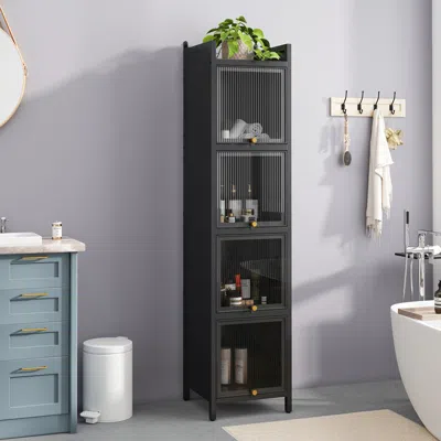 Streamdale Furniture Streamdale Modern 4-tier Glass Door Cabinet With 5-tier Storage