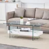 Streamdale Furniture Streamdale Modern 43" Two-tier Glass & Marble Coffee/side Table