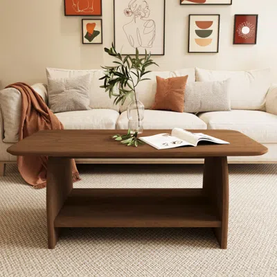 Streamdale Furniture Streamdale Modern 47" Double-layer Coffee Table With Storage In Brown