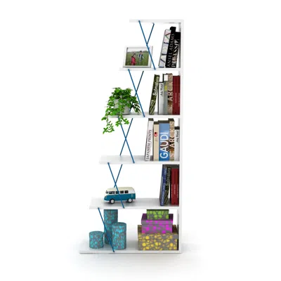 Streamdale Furniture Streamdale Modern 5 Tier Ladder Bookshelf Organizers In White