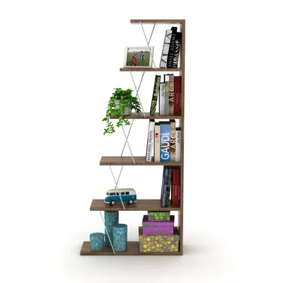 Streamdale Furniture Streamdale Modern 5 Tier Ladder Bookshelf Organizers In Brown