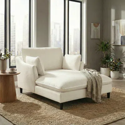Streamdale Furniture Streamdale Modern 51.2" Chaise Lounge Sofa Bed With Pillows, Beige