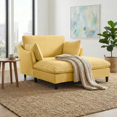 Streamdale Furniture Streamdale Modern 51.2" Chaise Lounge Sofa Bed With Pillows, Yellow