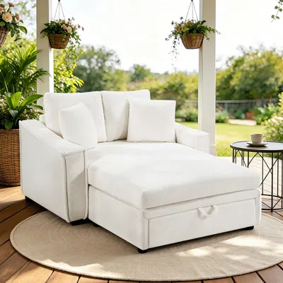 Streamdale Furniture Streamdale Modern 53.5'' Chaise Sofa Bed With Hidden Storage And Pillows Beige