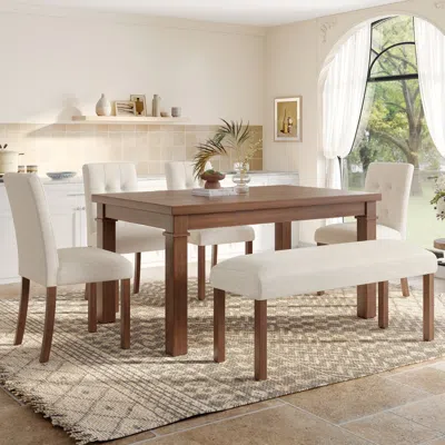 Streamdale Furniture Streamdale Modern 6-piece Dining Set: Table, 4 Chairs & Bench In Neutral