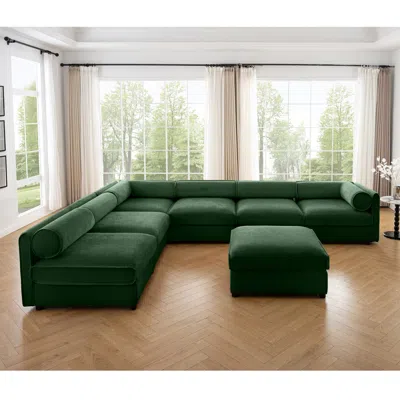 Streamdale Furniture Streamdale Modern 6-piece Modular Sectional Sofa With Storage - Soft Green Chenille
