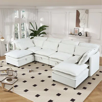 Streamdale Furniture Streamdale Modern 6-seater Modular Sofa With Storage + Sofa Bed