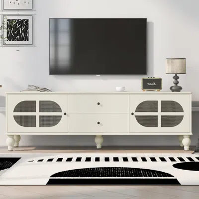 Streamdale Furniture Streamdale Modern 68.9" Tv Stand With Fluted Glass Doors For Tvs Up To 75
