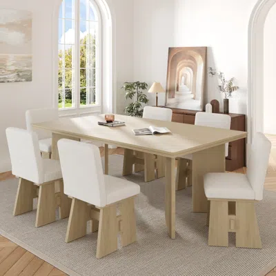 Streamdale Furniture Streamdale Modern 7-piece Dining Table Set With 6 Upholstered Dining Chairs
