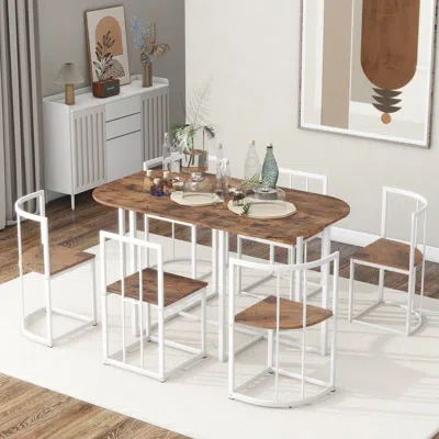 Streamdale Furniture Streamdale Modern 7-piece Dining Table Set With Faux Marble Compact 5 5"