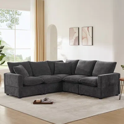 Streamdale Furniture Streamdale Modern 84" L-shape Sectional Sofa, 5-seat W/ Pillows