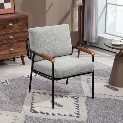 Streamdale Furniture Streamdale Modern Accent Chair - Light Gray, Wood & Metal