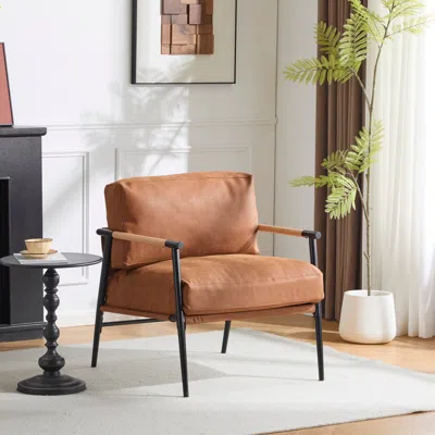 Streamdale Furniture Streamdale Modern Accent Chair With Metal Frame & Wooden Armrest