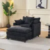 Streamdale Furniture Streamdale Modern Accent Chair With Ottoman, Black Chenille