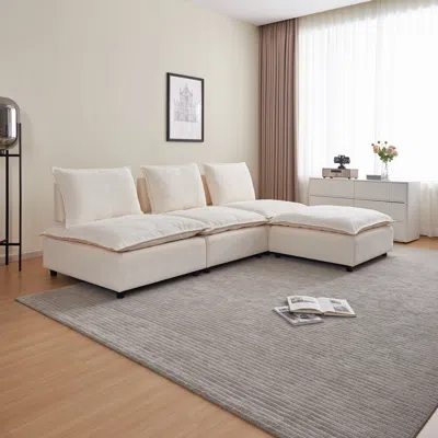 Streamdale Furniture Streamdale Modern Armless L-shaped Sectional Sofa Couch With Ottoman - Modular Design