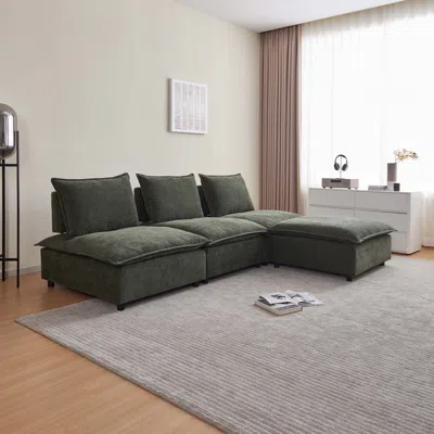 Streamdale Furniture Streamdale Modern Armless L-shaped Sectional Sofa Couch With Ottoman - Modular Design