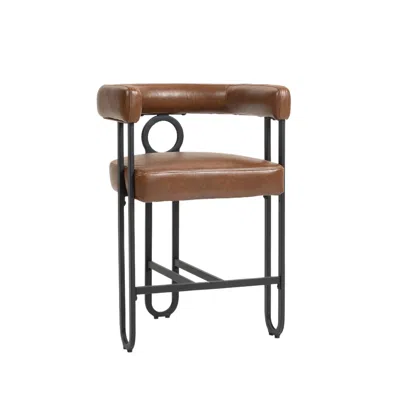 Streamdale Furniture Streamdale Modern Bar Stools (black, Light Brown Pu), Set Of 1