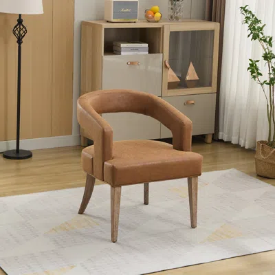 Streamdale Furniture Streamdale Modern Barrel Accent Chair - Brown Pu