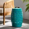 Streamdale Furniture Streamdale Modern Barrel-cut Iron Accent Table With Chic Floral Motif