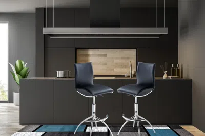Streamdale Furniture Streamdale Modern Barstool Leatherette/chrome Adjustable Height In Black Color